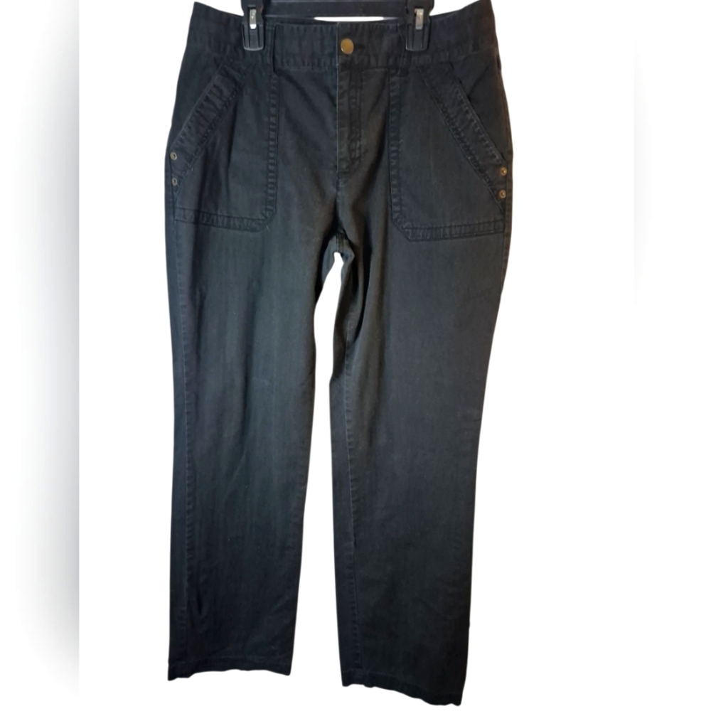 Chic Black Caribbean Joe Cargo Pants - Size 10 Straight Leg